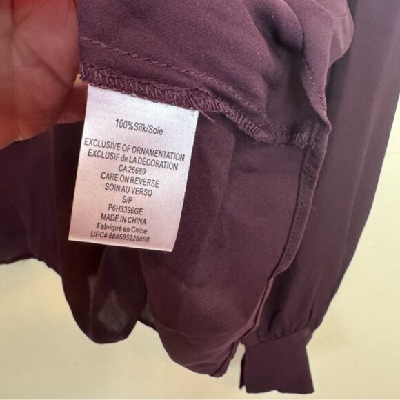 Parker Marjorie Silk Ruffles Boho Balloon Sleeves Shoulder Blouse Top V Neck S - Picture 12 of 16